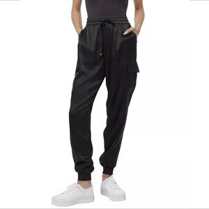 CAMI NYC Elsie silk satin jogger cargo pants black stretch new X-Small XS